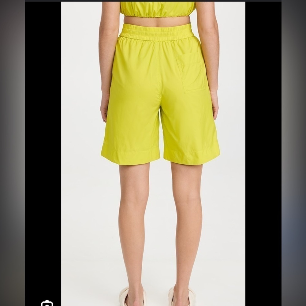 Staud- Lime Elastic Waist Jeter Short and Matching Gigi Strapless Crop Top Set - Picture 3 of 9